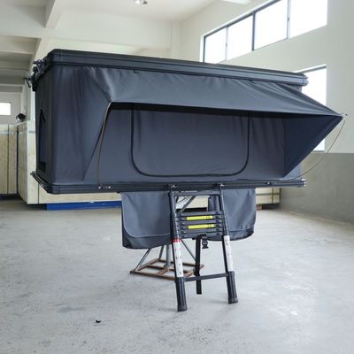 Grey Aluminum 4 Season Folding Roof Top Tent With 320G Polyester Cotton Fabric