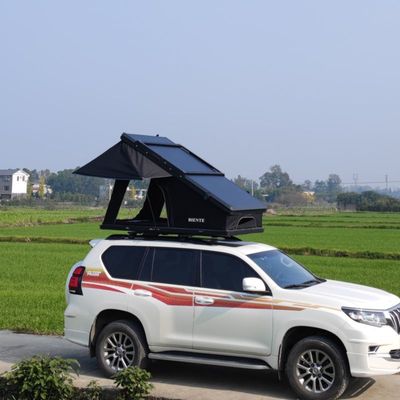 320G Polyester Cotton Triangle Rooftop Tent Aluminium Black Grey Color