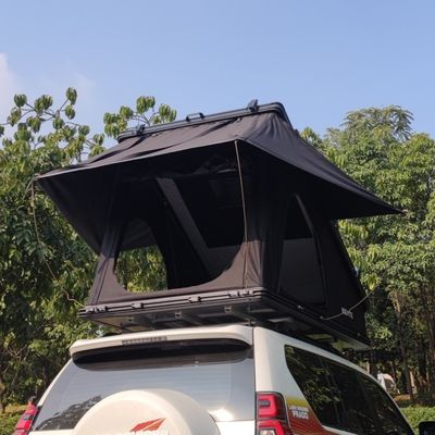 320G Polyester Cotton Triangle Rooftop Tent Aluminium Black Grey Color