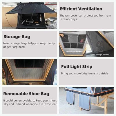 2-3 Person Aluminum Hardtop Car Rooftop Tent With 320G Polyester Cotton