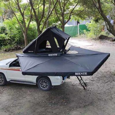 Outdoor Pop Up Car Rooftop Tent Hard Shell Car Tent 2.3m Telescopic Aluminum Ladder Included