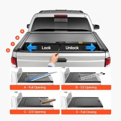 Manual Pickup Truck Bed Aluminum Hard Retractable Tonneau Cover for Ford