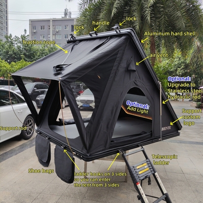 2-3 Person Triangle Roof Top Tent 210x132cm Aluminum Hardshell