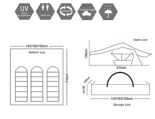 3-5 Person Waterproof >3000 mm Rooftop Tent with 420D Oxford Fabric for Camping Car