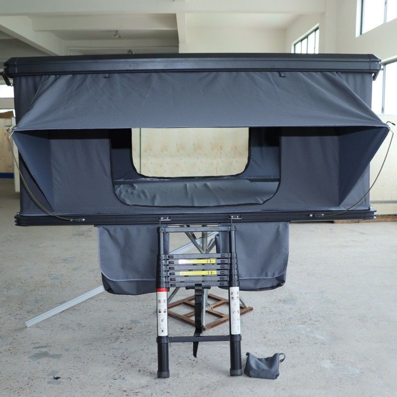 Grey Aluminum 4 Season Folding Roof Top Tent With 320G Polyester Cotton Fabric