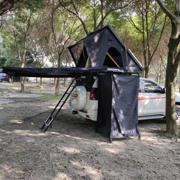 Portable Foldable Camping Shower Tent Awning Toilet Bathing Tent Built-in LED Strip Light