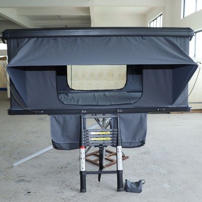 Grey Aluminum 4 Season Folding Roof Top Tent With 320G Polyester Cotton Fabric