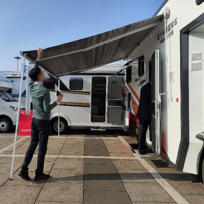 3x2m Black White Retractable Camper Awning For Motorhome Mobile Dining Car