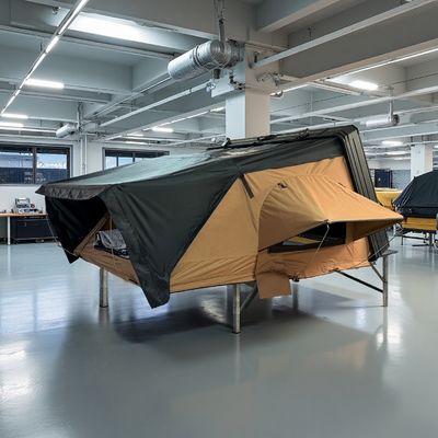 Side Opening Clamshell Aluminum Hard Shell Roof Top Tent for 3-4 Person with 320g Polyester Cotton Canvas and 210x160x110 CM Open Size